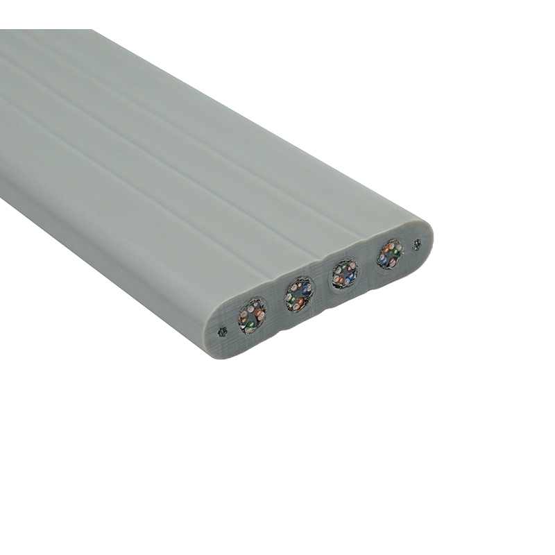 Płaski kabel do windy z drutem stalowym i 4 kablami krosowymi Cat6