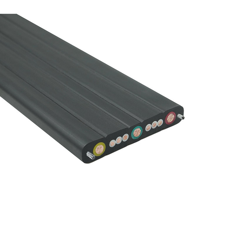 Płaski kabel dźwigowy z płaszczem złożonym z drutem stalowym