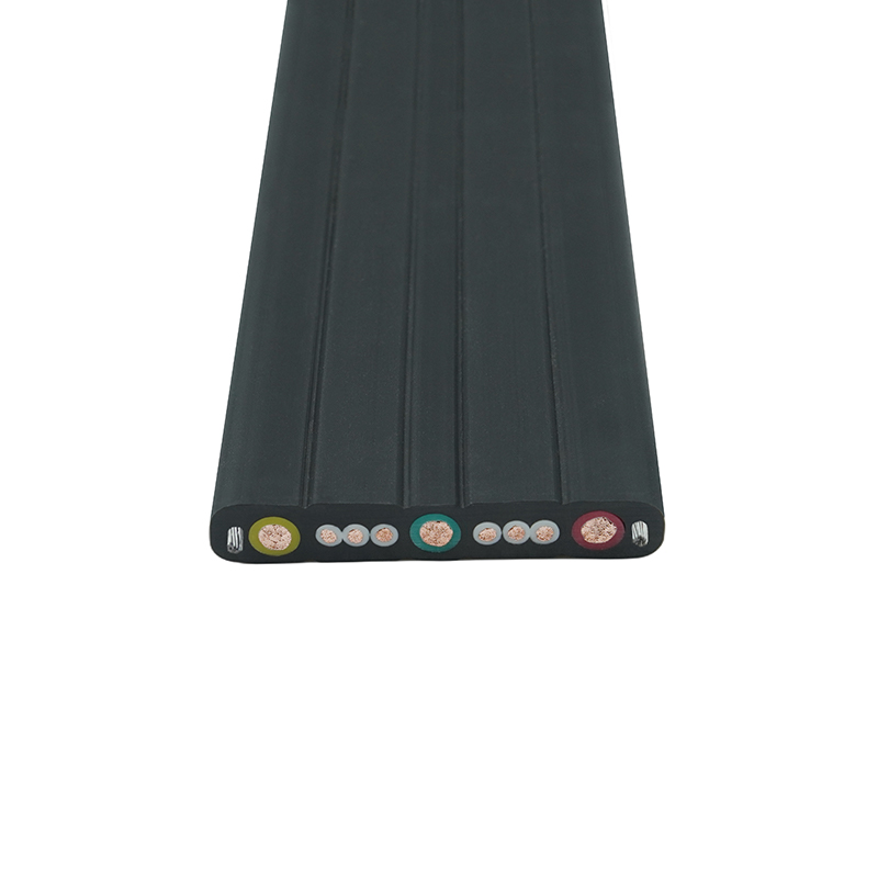 Płaski kabel dźwigowy z płaszczem złożonym z drutem stalowym