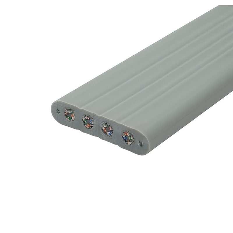 Płaski kabel do windy z drutem stalowym i 4 kablami krosowymi Cat6