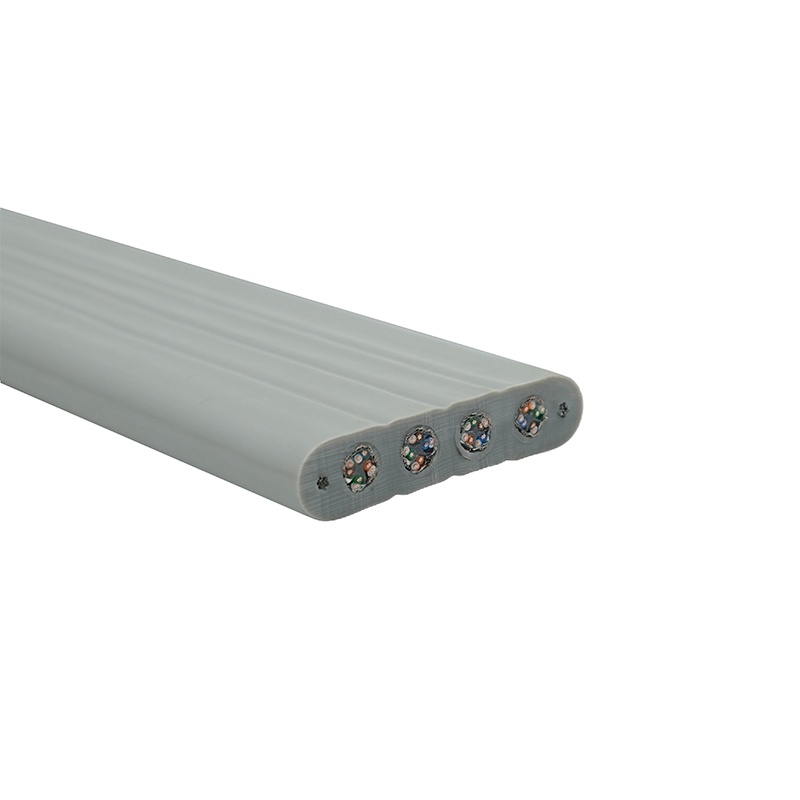 Płaski kabel do windy z drutem stalowym i 4 kablami krosowymi Cat6