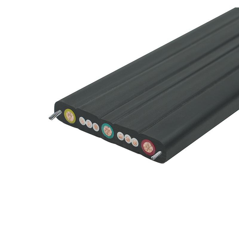 Płaski kabel dźwigowy z płaszczem złożonym z drutem stalowym