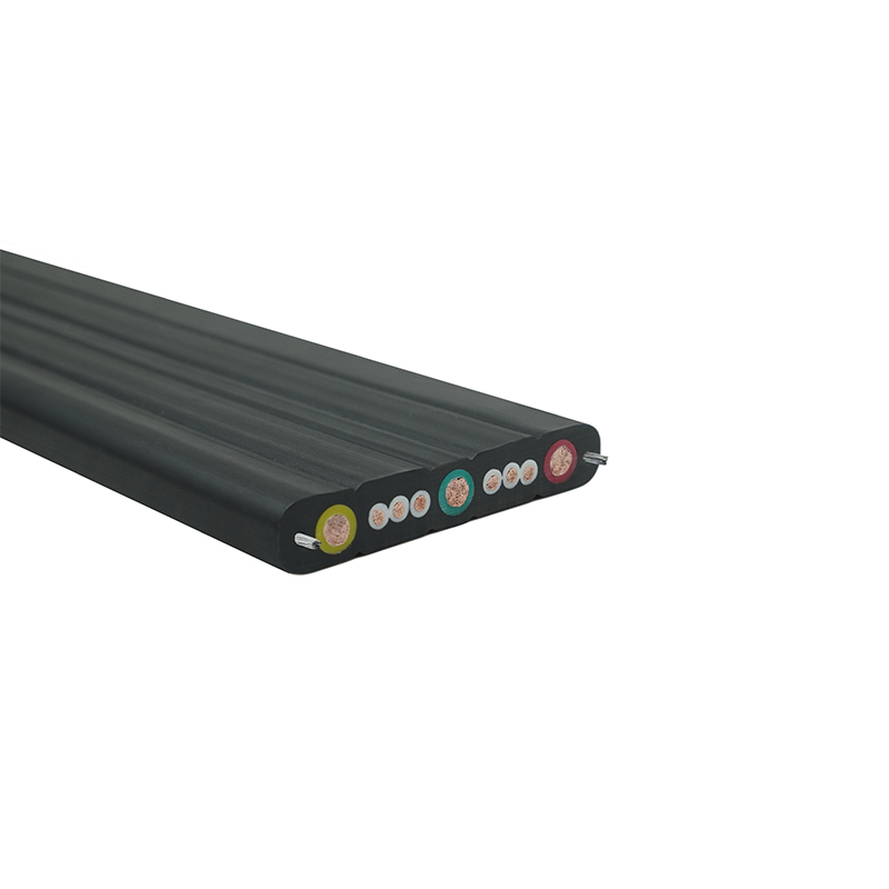 Płaski kabel dźwigowy z płaszczem złożonym z drutem stalowym